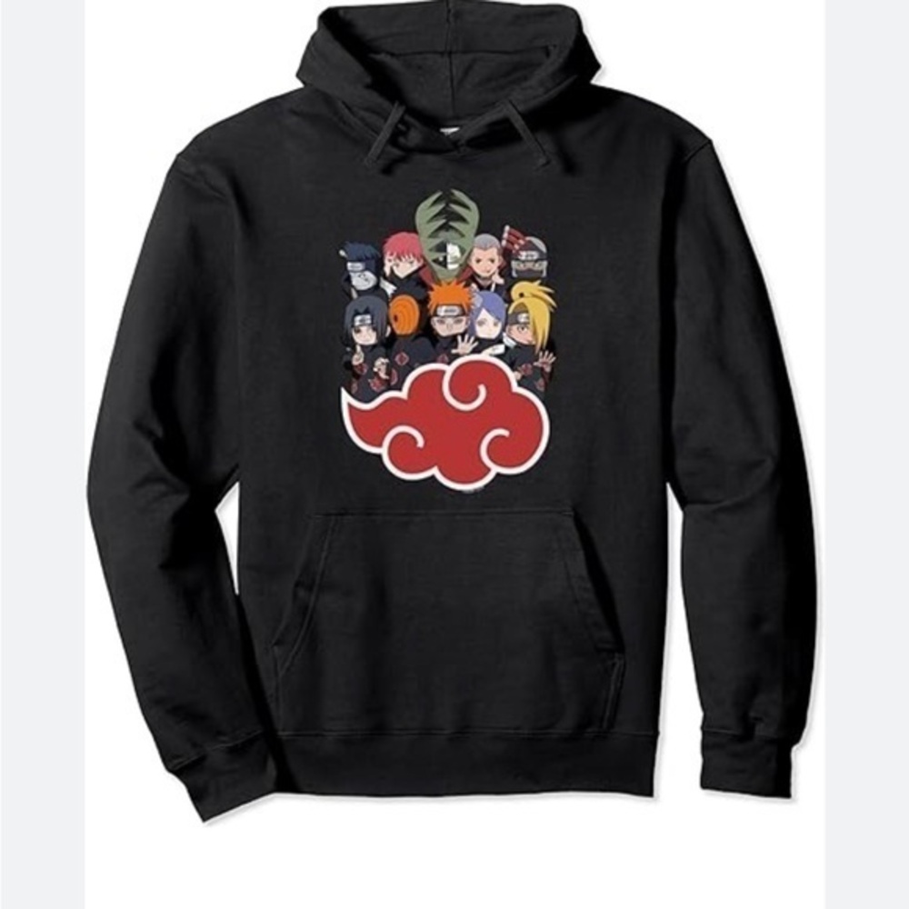Naruto pullover sweater‎ hoodie men’s size small black hoodie anime